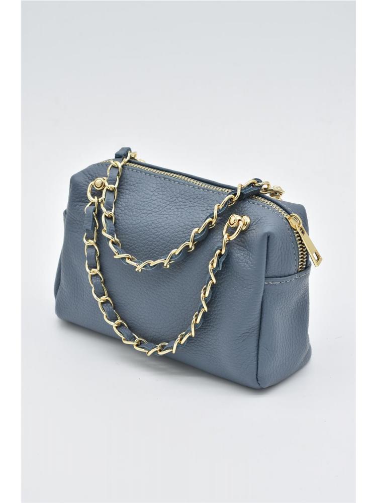 BOLSO PIEL CADENA AZUL CLARO