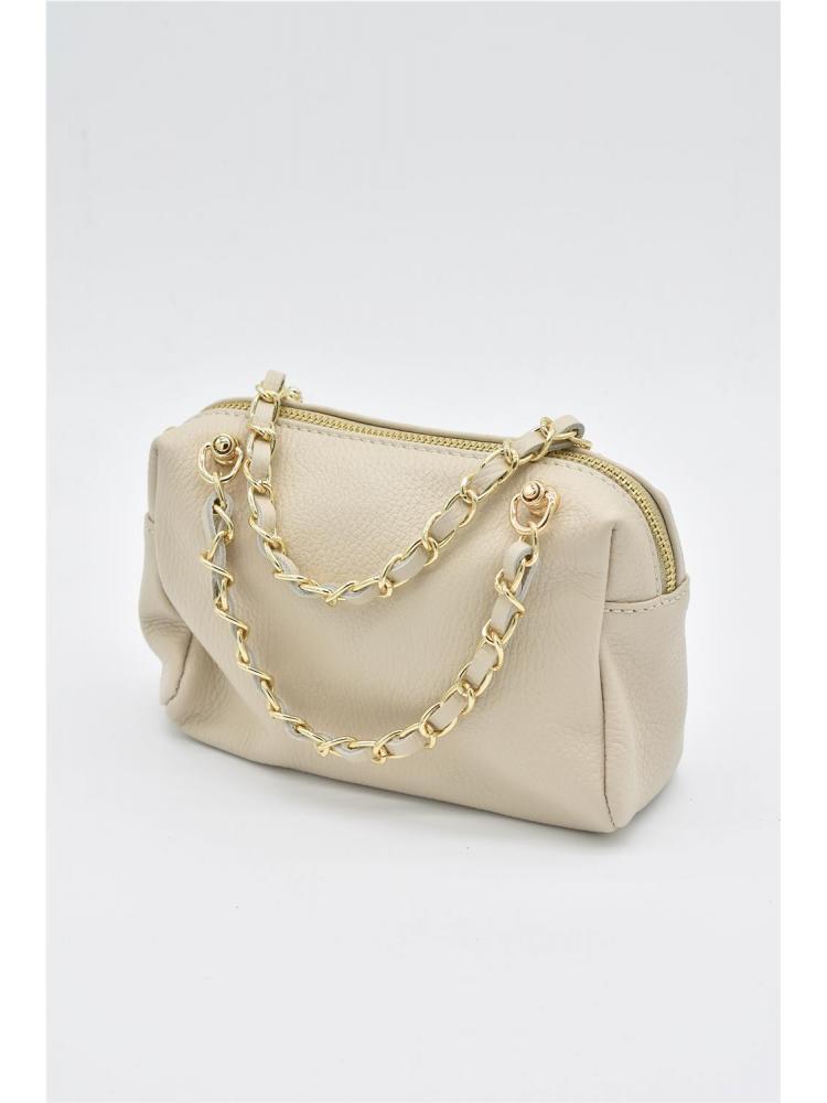 BOLSO PIEL CADENA CREMA