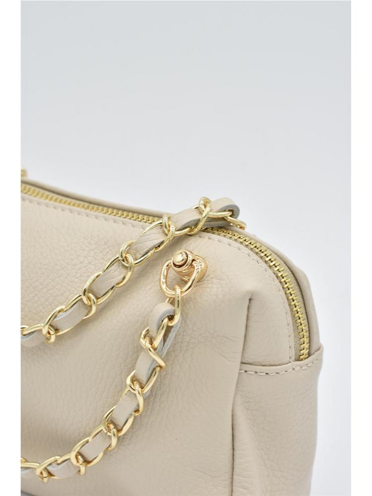 BOLSO PIEL CADENA CREMA 2