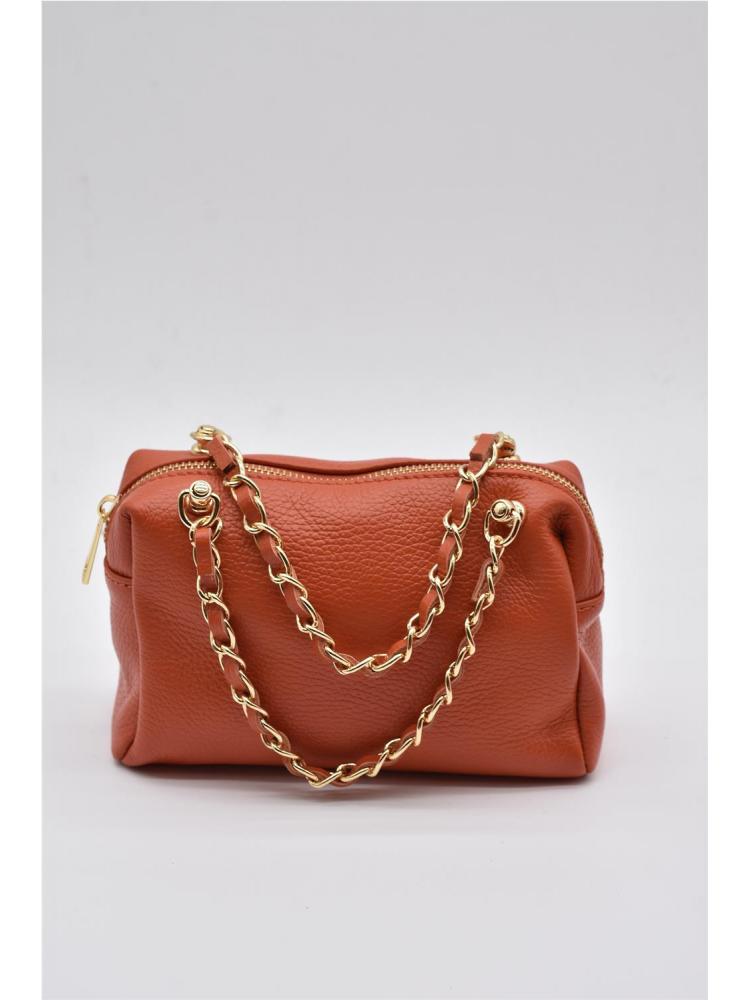 BOLSO PIEL CADENA NARANJA