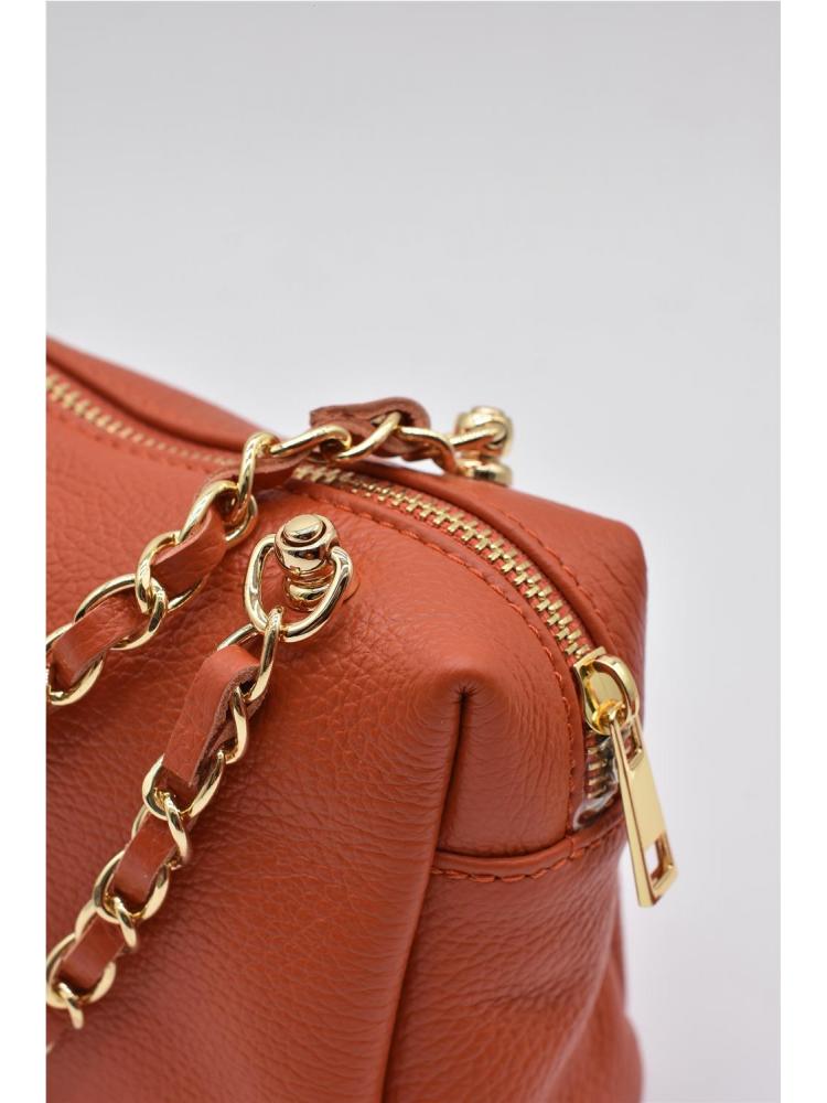 BOLSO PIEL CADENA NARANJA 2