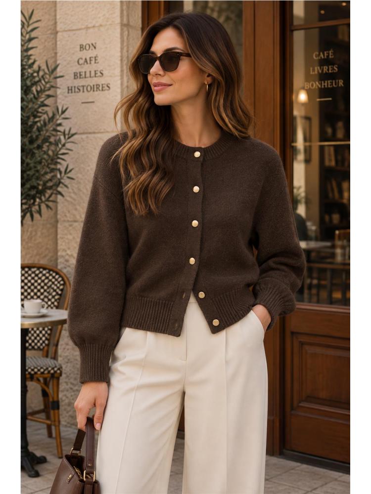 CHAQUETA PUNTO ALLLO MARRON