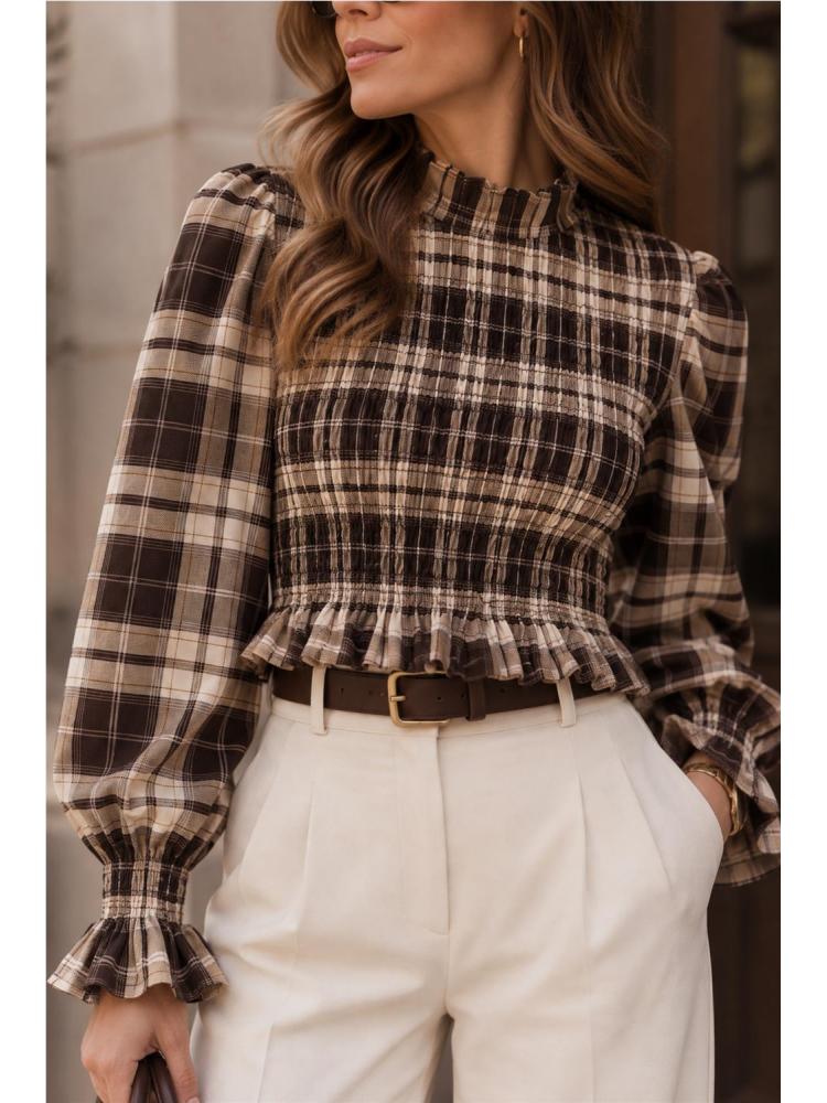 BLUSA CUADROS MARRON