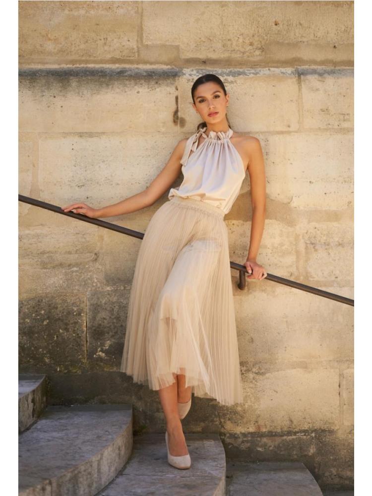 FALDA PLISADA PLEASE BEIGE