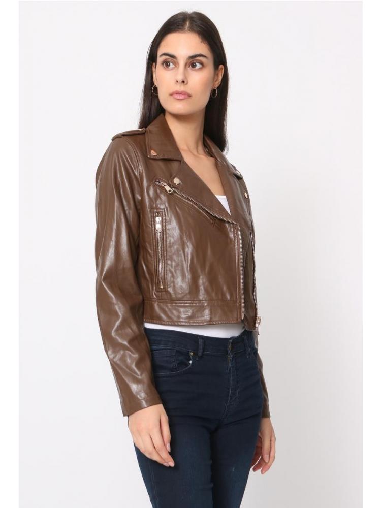 CHAQUETA CUERO SINT. BROWN