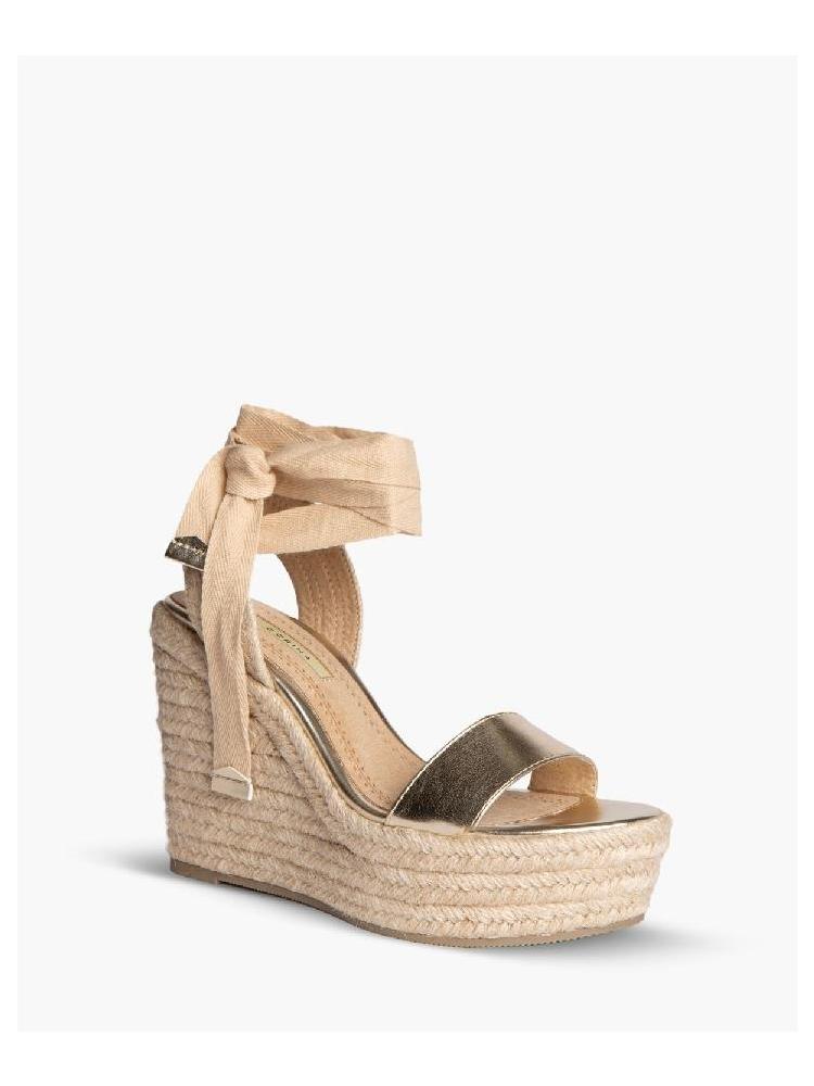 SANDALIA CUÑA CORINA DORADO 2